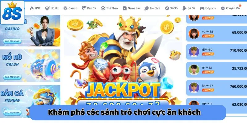 Khám phá các sảnh trò chơi cực ăn khách